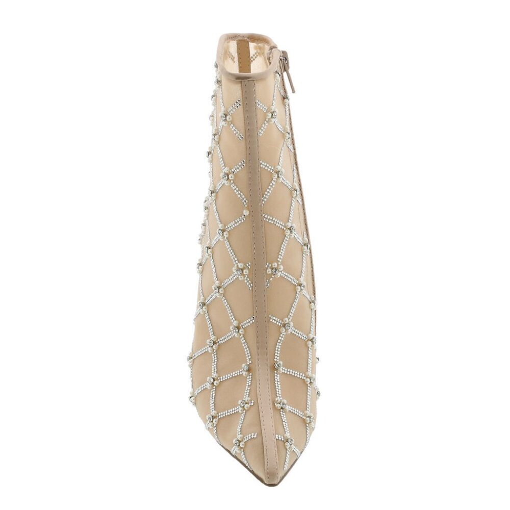 Betsey Johnson Women's Lark Mesh Embellished Stiletto Bootie Nude - Picture 6 of 7